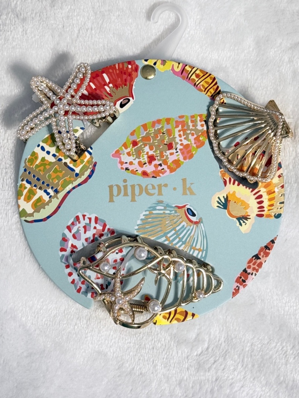 piper-k Gold and Pearl Seashell Hair Clip Set